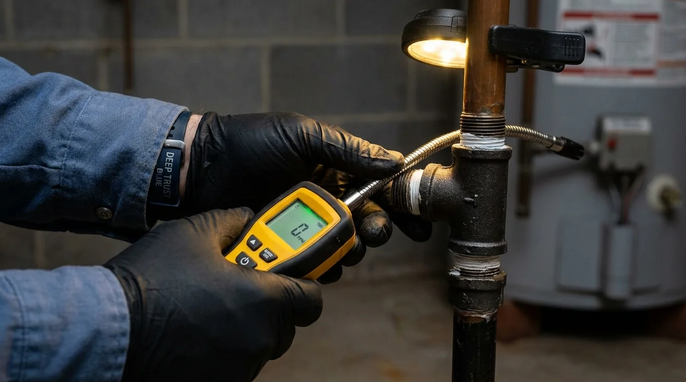Gas leak detection with electronic sniffer by Johns Plumbing LLC in Brillion