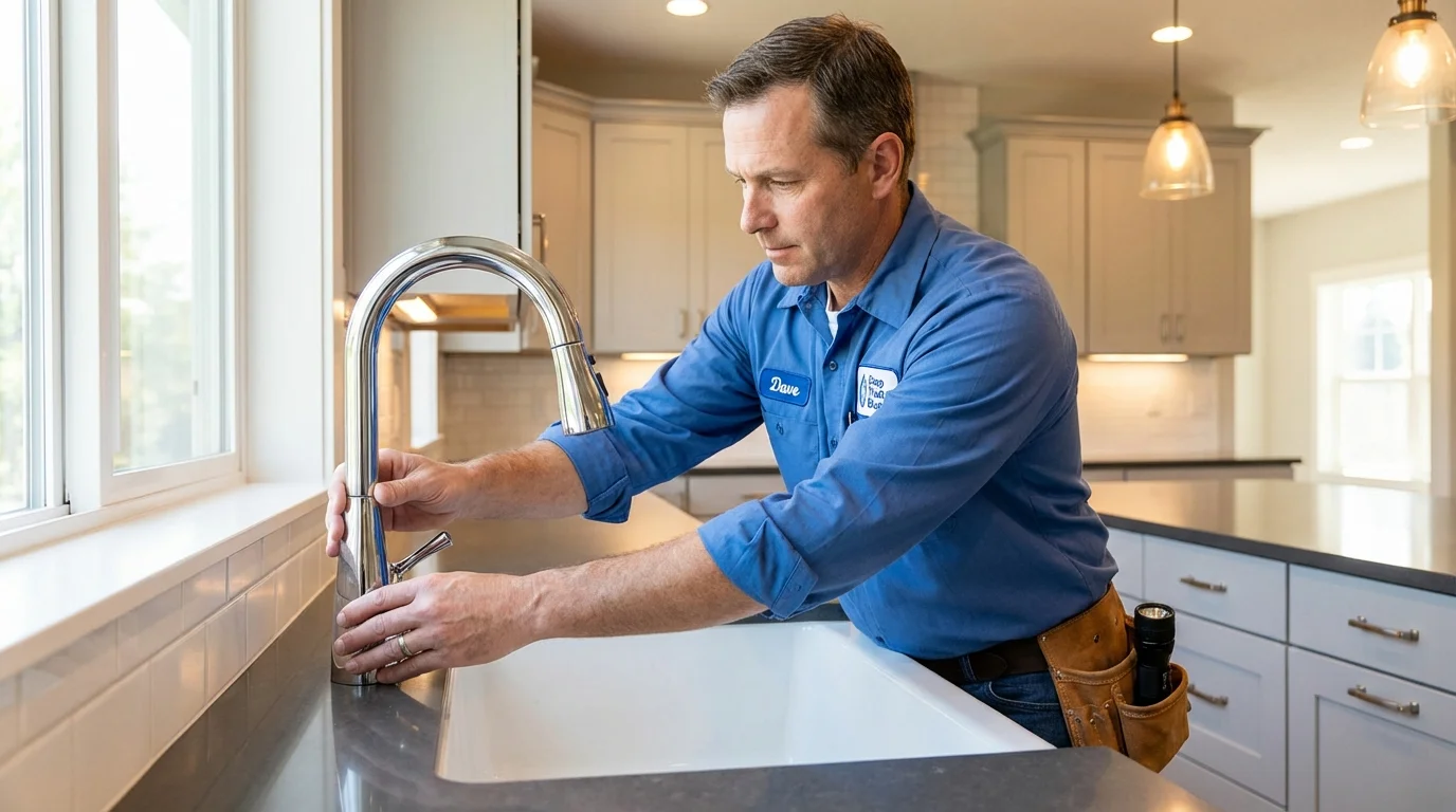 Kitchen faucet installation by Johns Plumbing LLC in Brillion