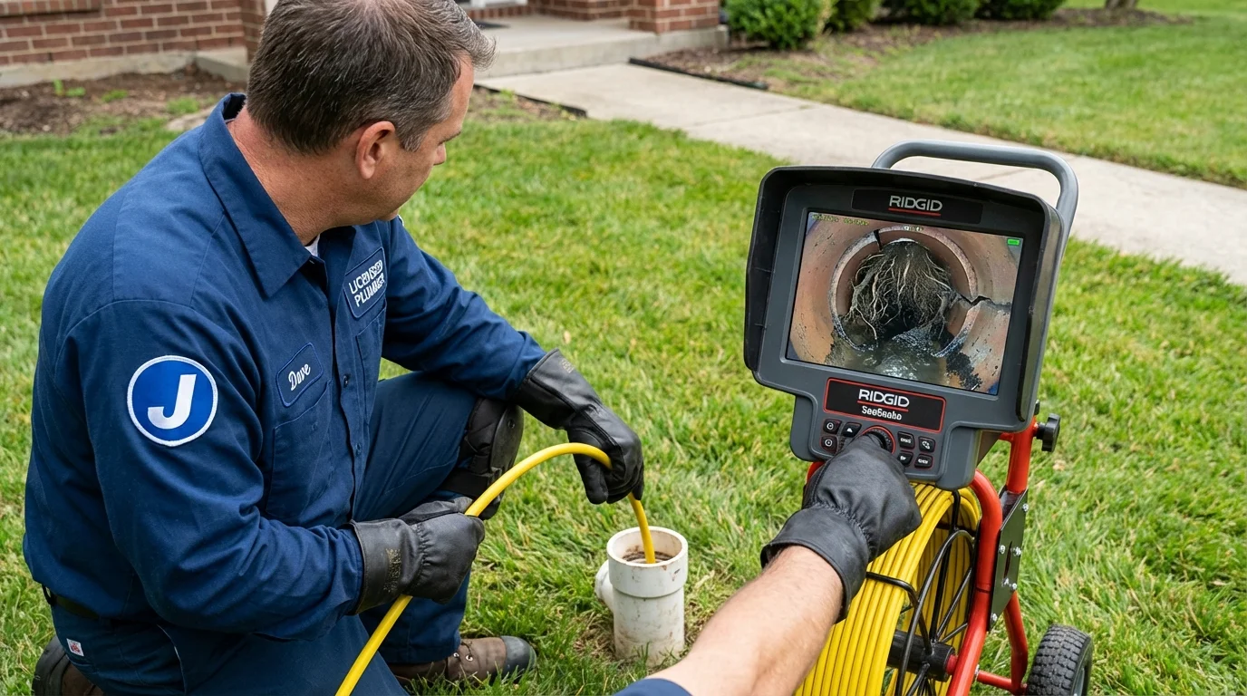 Sewer camera inspection being performed by Johns Plumbing LLC in Brillion